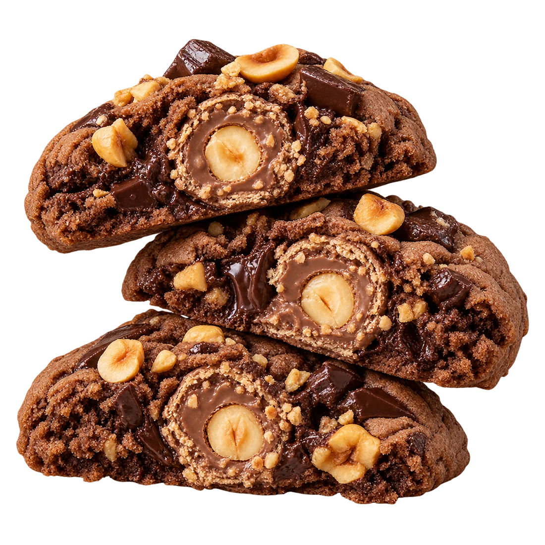 Perpjauti Hazelnut Crunch sausainiai su „Ferrero Rocher“, lazdynų riešutais ir šokoladu